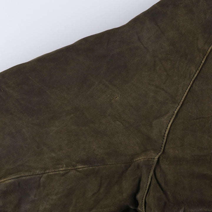 90'S Vintage Nautica Padded Leather Jacket, Men's Size L genuine leather brown type Vintage Second Hand