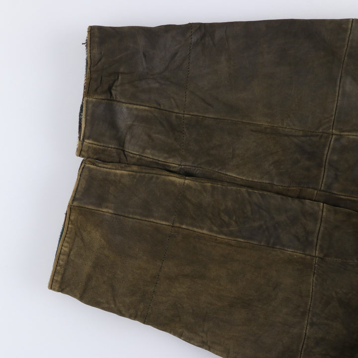 90'S Vintage Nautica Padded Leather Jacket, Men's Size L genuine leather brown type Vintage Second Hand