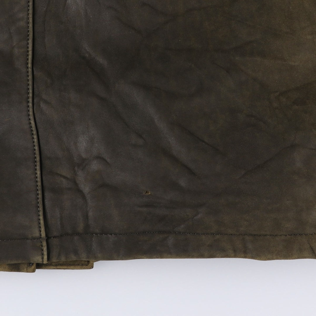 90'S Vintage Nautica Padded Leather Jacket, Men's Size L genuine leather brown type Vintage Second Hand