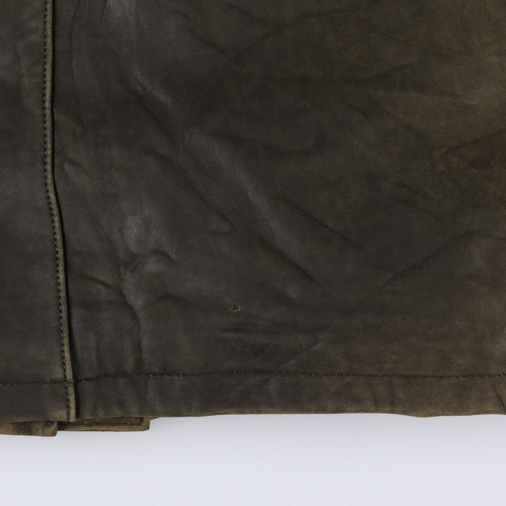 90'S Vintage Nautica Padded Leather Jacket, Men's Size L genuine leather brown type Vintage Second Hand