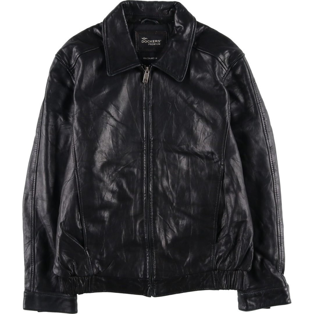 Dockers Padded Swing Top Leather Blouson, Men's Size Small genuine leather black type Vintage Second Hand