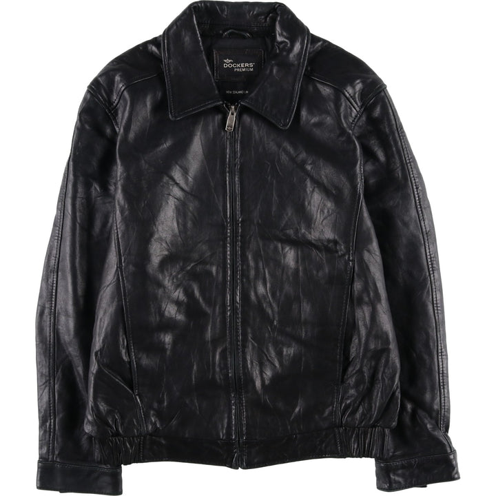 Dockers Padded Swing Top Leather Blouson, Men's Size Small genuine leather black type Vintage Second Hand