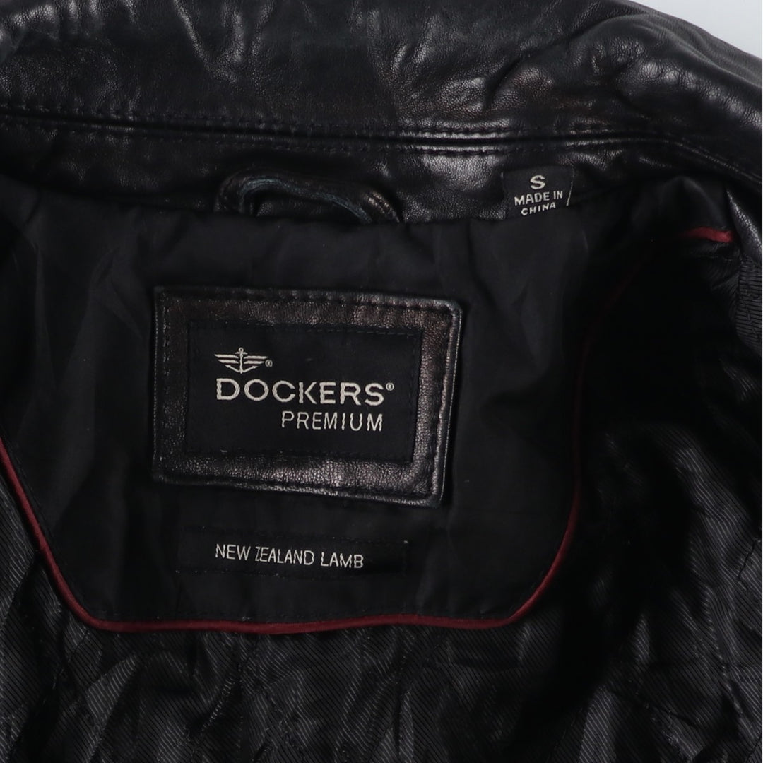 Dockers Padded Swing Top Leather Blouson, Men's Size Small genuine leather black type Vintage Second Hand