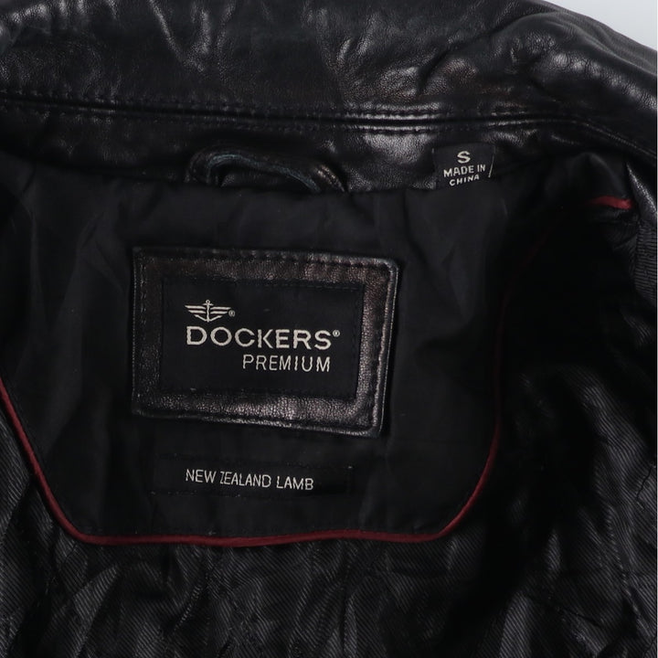 Dockers Padded Swing Top Leather Blouson, Men's Size Small genuine leather black type Vintage Second Hand
