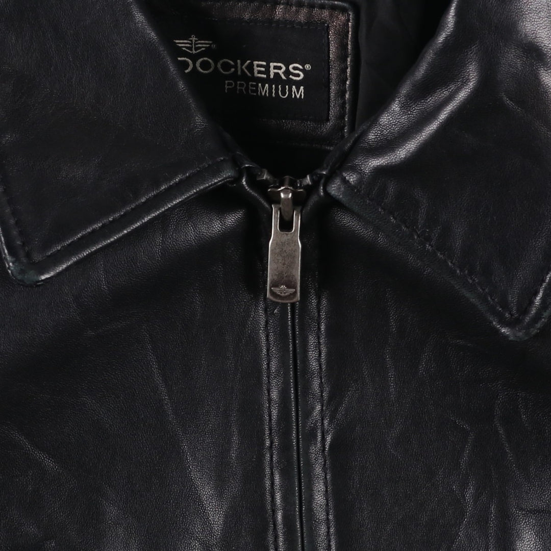 Dockers Padded Swing Top Leather Blouson, Men's Size Small genuine leather black type Vintage Second Hand