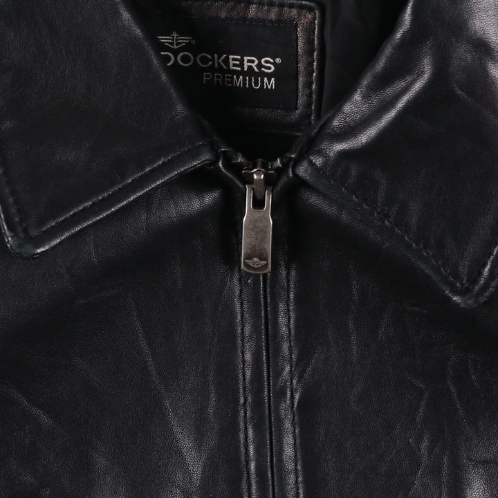 Dockers Padded Swing Top Leather Blouson, Men's Size Small genuine leather black type Vintage Second Hand