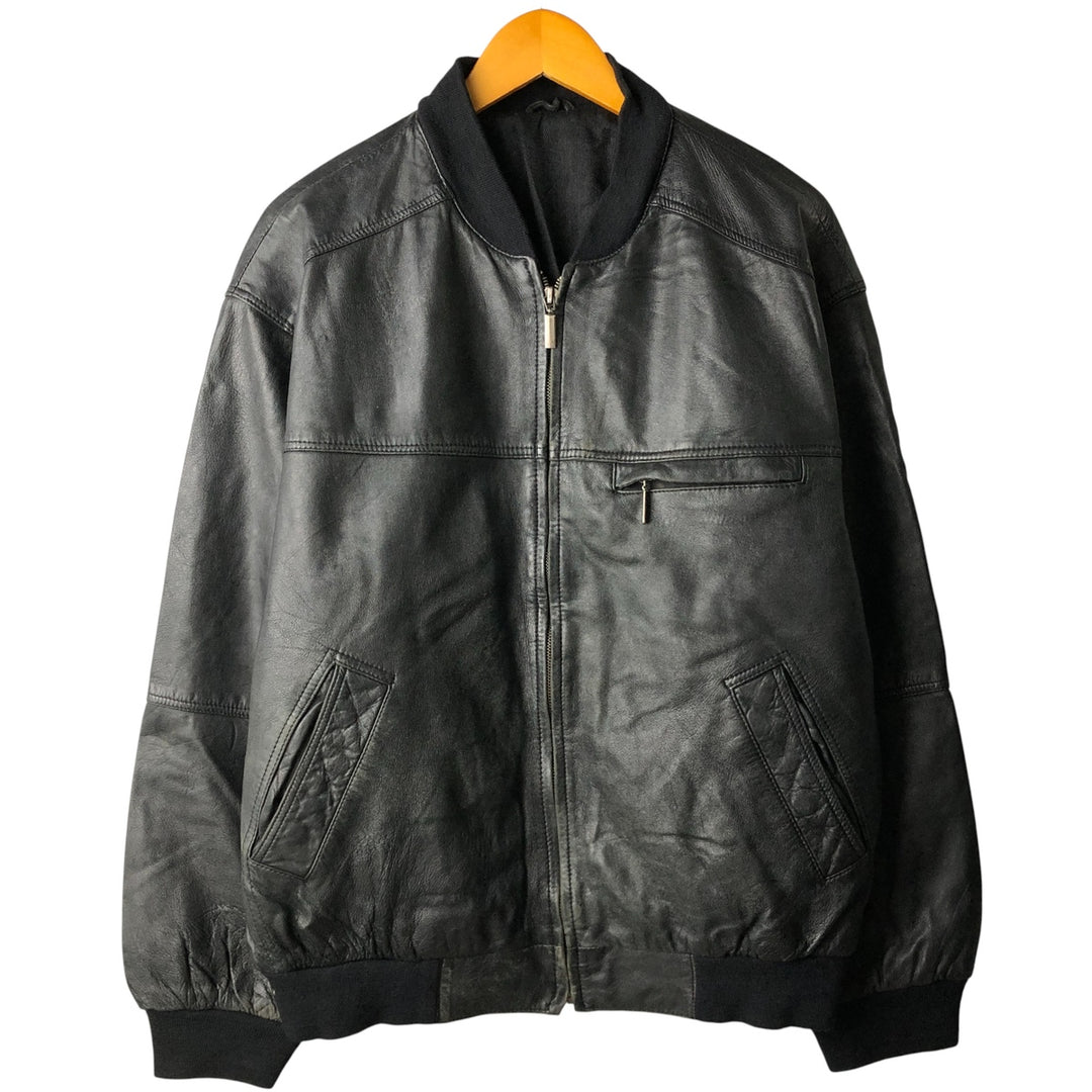 90s-00'S CANDA Leather Blouson, Men's Size XL Genuine Leather Sheepskin black type Vintage Second Hand