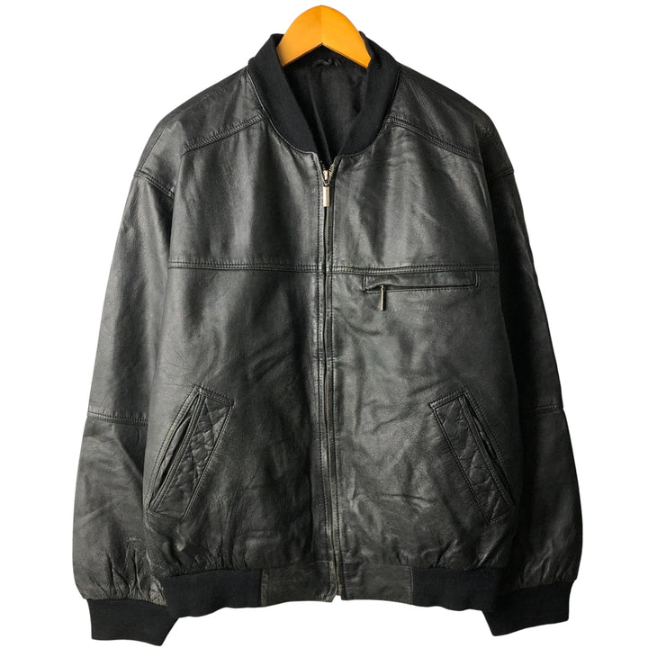 90s-00'S CANDA Leather Blouson, Men's Size XL Genuine Leather Sheepskin black type Vintage Second Hand