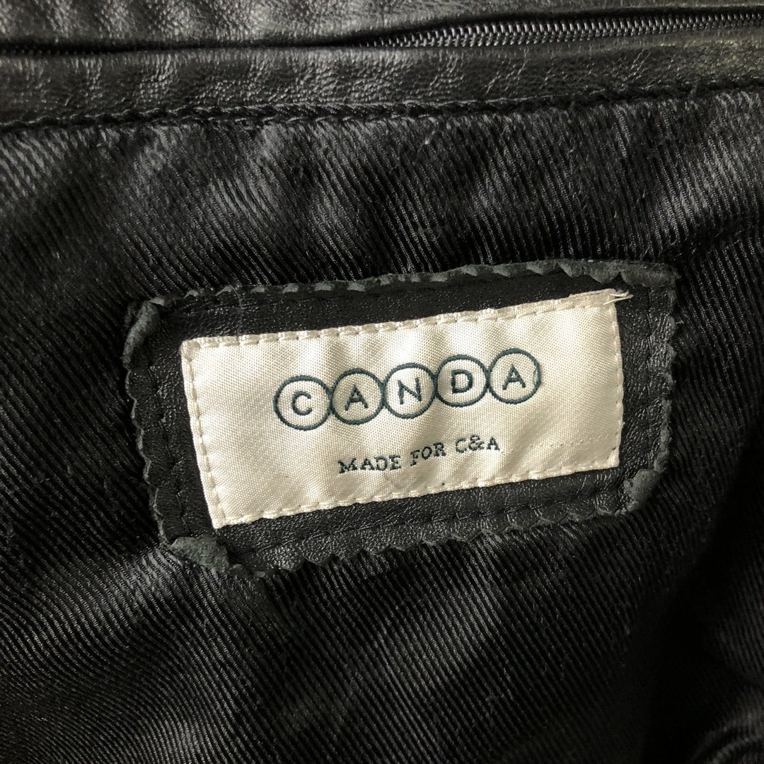 90s-00'S CANDA Leather Blouson, Men's Size XL Genuine Leather Sheepskin black type Vintage Second Hand