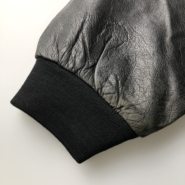 90s-00'S CANDA Leather Blouson, Men's Size XL Genuine Leather Sheepskin black type Vintage Second Hand