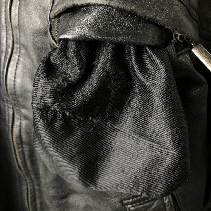 90s-00'S CANDA Leather Blouson, Men's Size XL Genuine Leather Sheepskin black type Vintage Second Hand