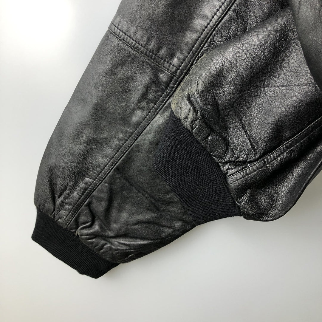 90s-00'S CANDA Leather Blouson, Men's Size XL Genuine Leather Sheepskin black type Vintage Second Hand