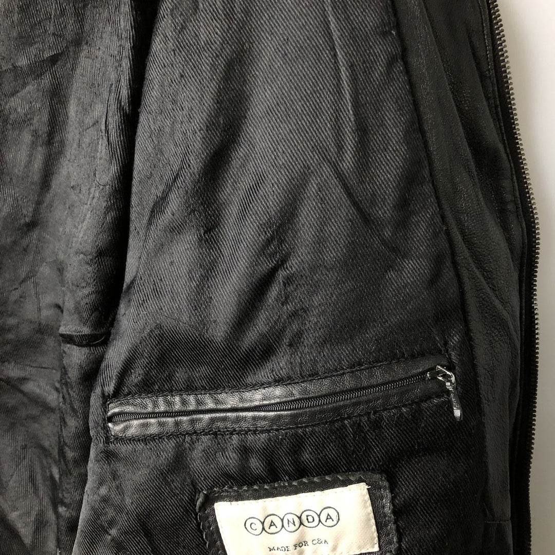 90s-00'S CANDA Leather Blouson, Men's Size XL Genuine Leather Sheepskin black type Vintage Second Hand
