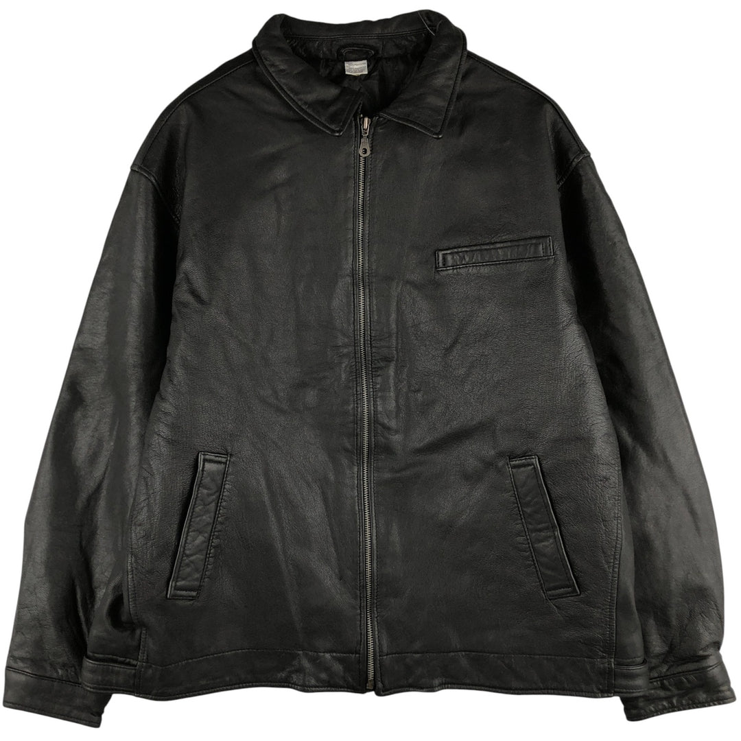 Swing-top type padded leather blouson, men's size XL genuine leather black type Vintage Second Hand