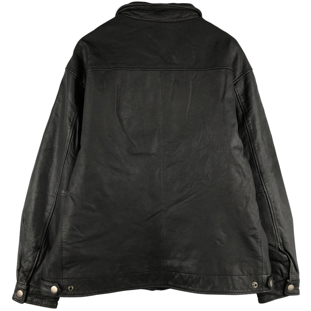 Swing-top type padded leather blouson, men's size XL genuine leather black type Vintage Second Hand