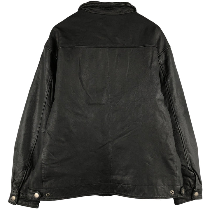 Swing-top type padded leather blouson, men's size XL genuine leather black type Vintage Second Hand