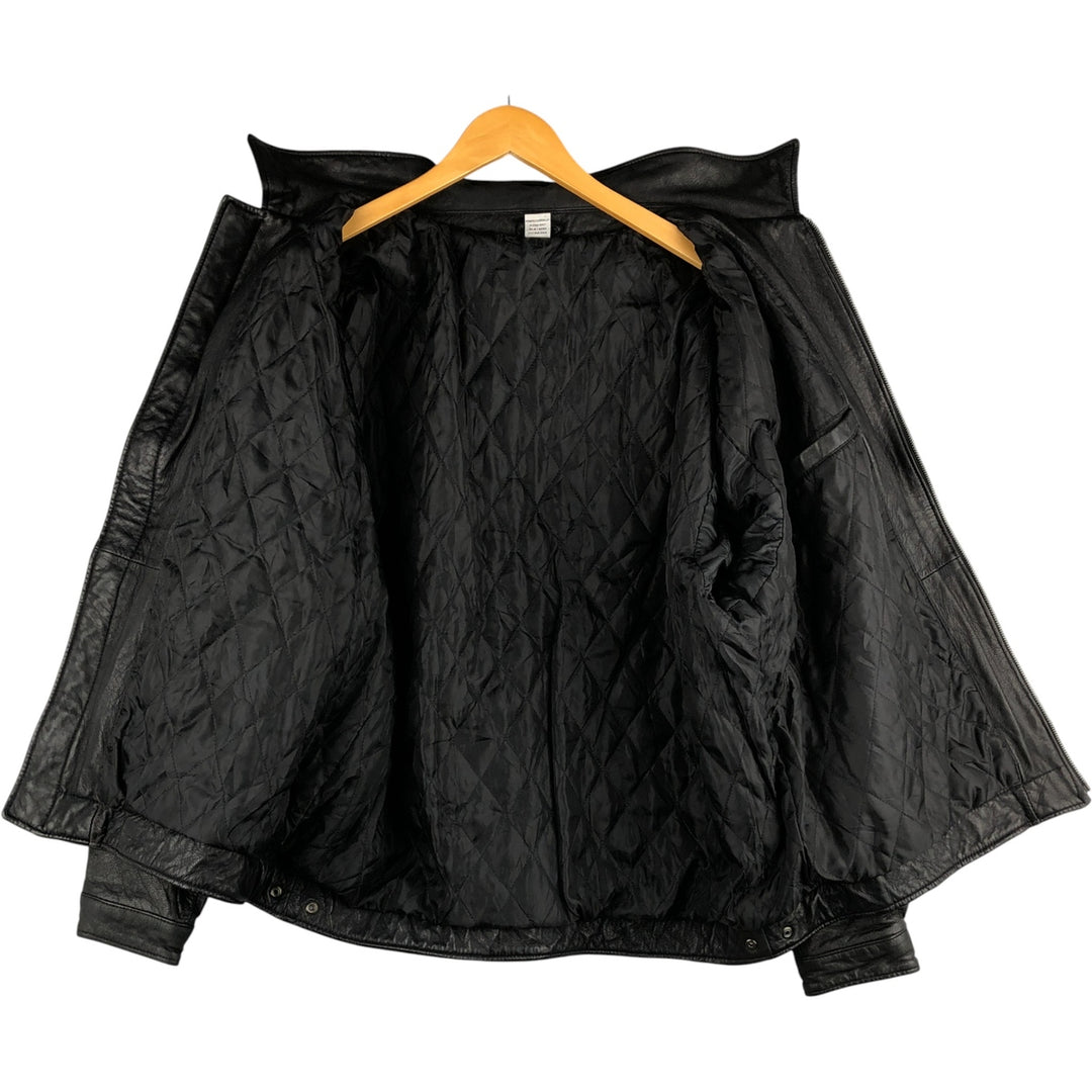 Swing-top type padded leather blouson, men's size XL genuine leather black type Vintage Second Hand