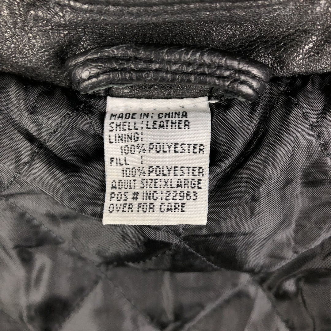 Swing-top type padded leather blouson, men's size XL genuine leather black type Vintage Second Hand