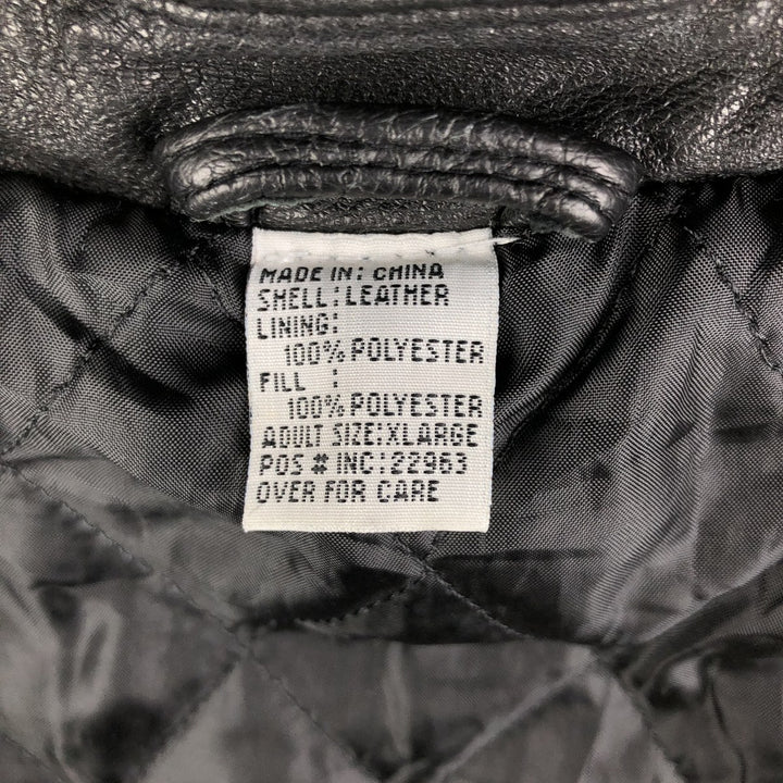 Swing-top type padded leather blouson, men's size XL genuine leather black type Vintage Second Hand