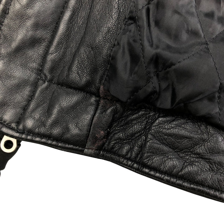 Swing-top type padded leather blouson, men's size XL genuine leather black type Vintage Second Hand