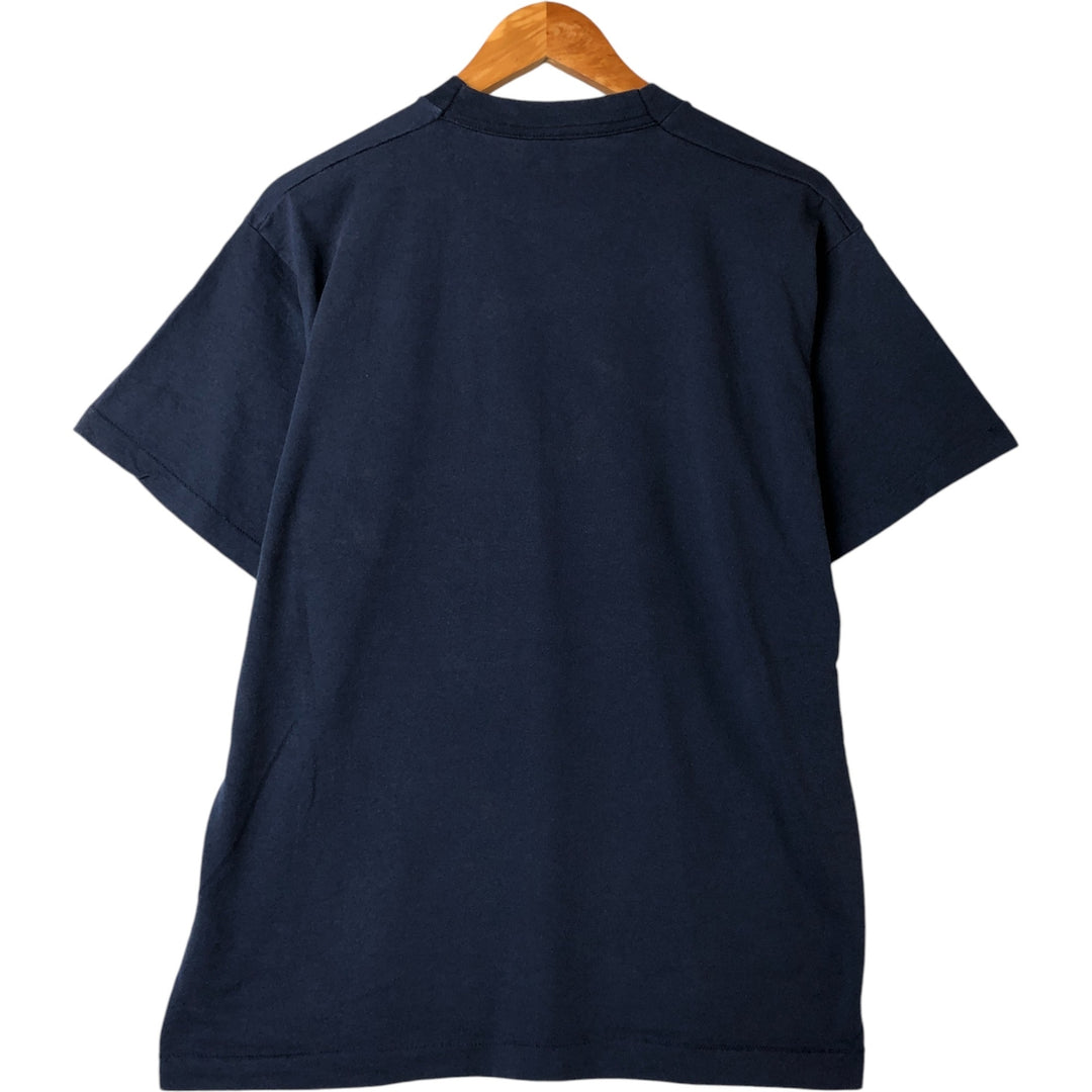 90'S Fruit of the Loom printed T-shirt, made in the USA, men's size L, vintage cotton navy blue type Vintage Second Hand