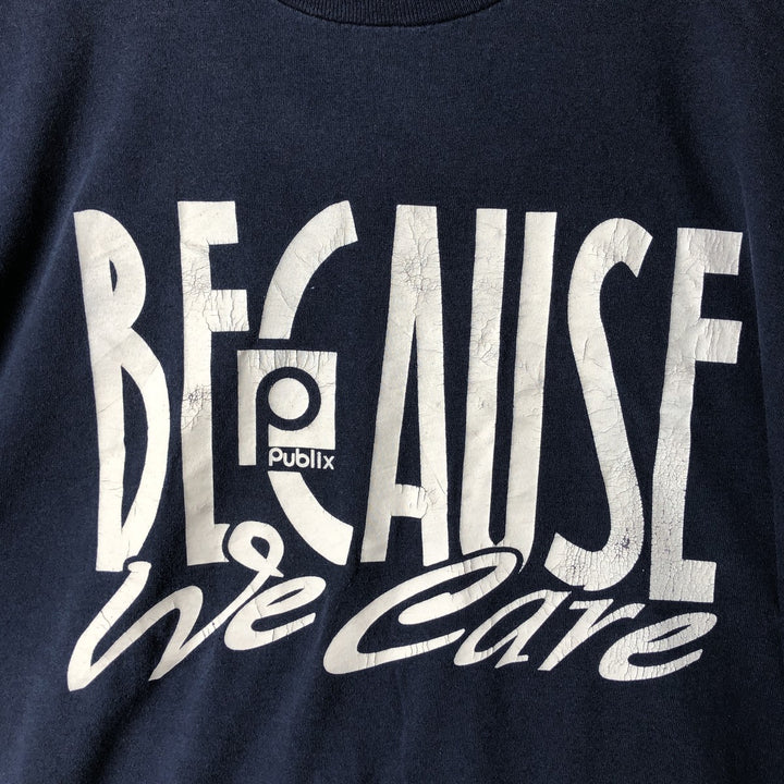 90'S Fruit of the Loom printed T-shirt, made in the USA, men's size L, vintage cotton navy blue type Vintage Second Hand