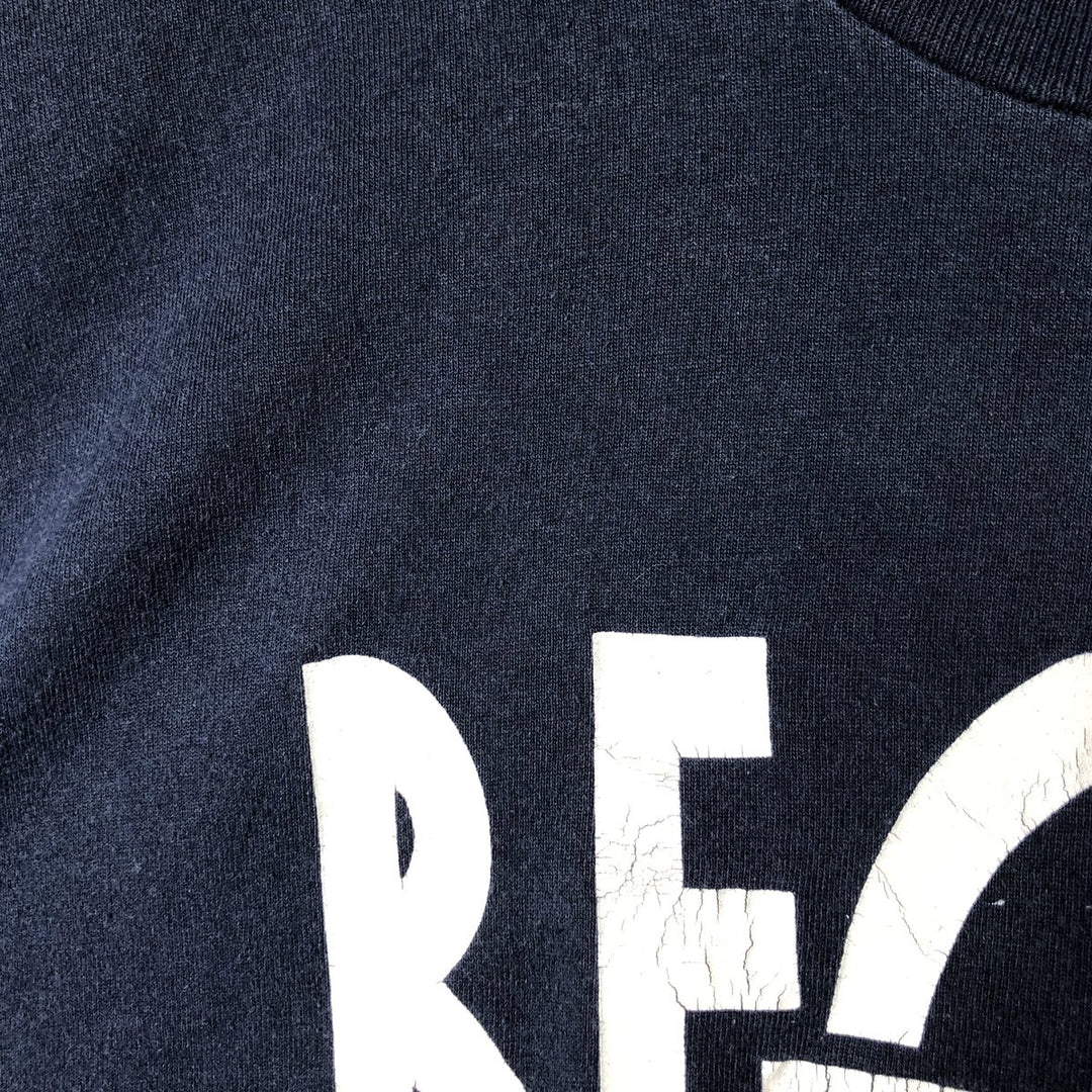 90'S Fruit of the Loom printed T-shirt, made in the USA, men's size L, vintage cotton navy blue type Vintage Second Hand
