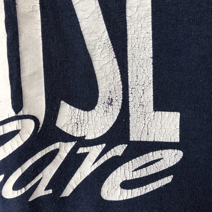 90'S Fruit of the Loom printed T-shirt, made in the USA, men's size L, vintage cotton navy blue type Vintage Second Hand