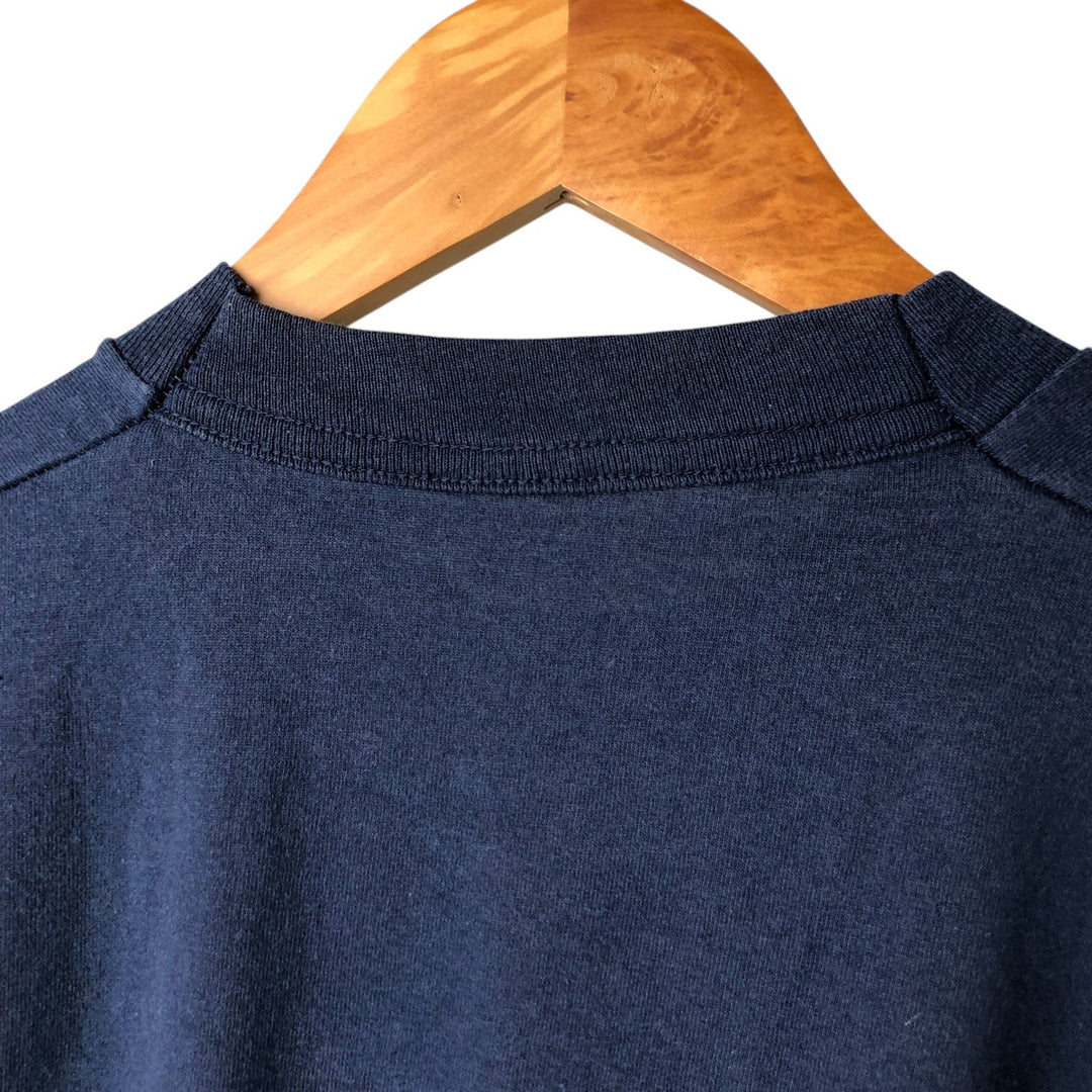 90'S Fruit of the Loom printed T-shirt, made in the USA, men's size L, vintage cotton navy blue type Vintage Second Hand