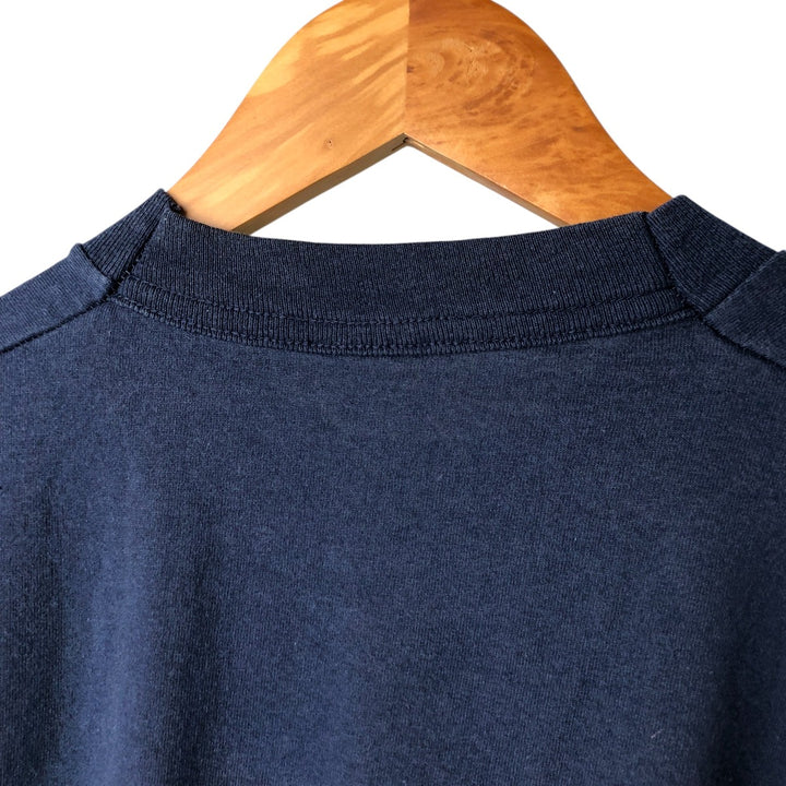 90'S Fruit of the Loom printed T-shirt, made in the USA, men's size L, vintage cotton navy blue type Vintage Second Hand