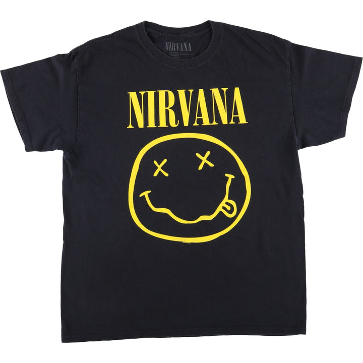 NIRVANA Nirvana Band T-shirt, Band T, Men's L size cotton black type Vintage Second Hand