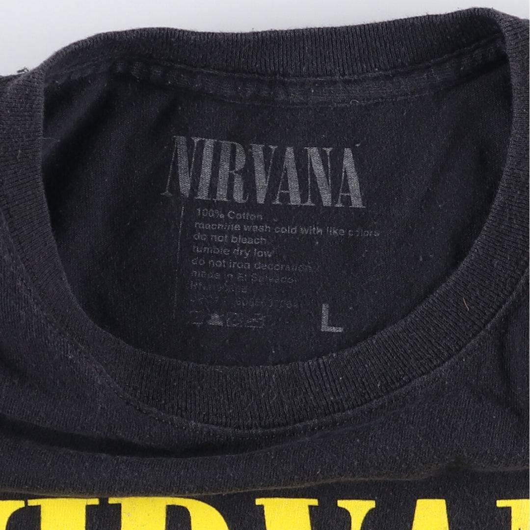 NIRVANA Nirvana Band T-shirt, Band T, Men's L size cotton black type Vintage Second Hand