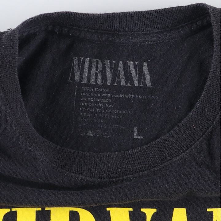 NIRVANA Nirvana Band T-shirt, Band T, Men's L size cotton black type Vintage Second Hand