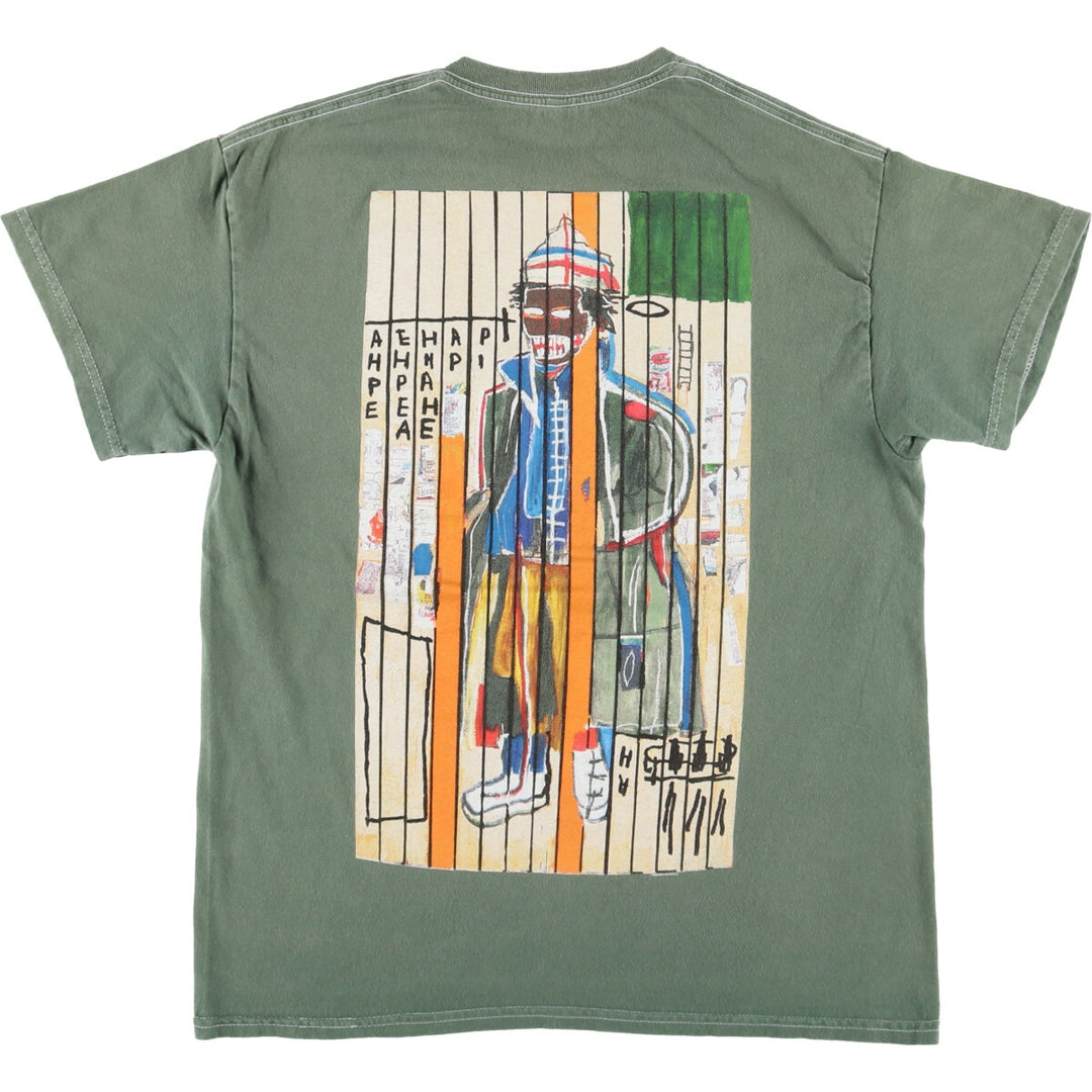 JEAN-MICHEL BASQUIAT Jean-Michel Basquiat Art T-shirt Men's Size M cotton green type Vintage Second Hand