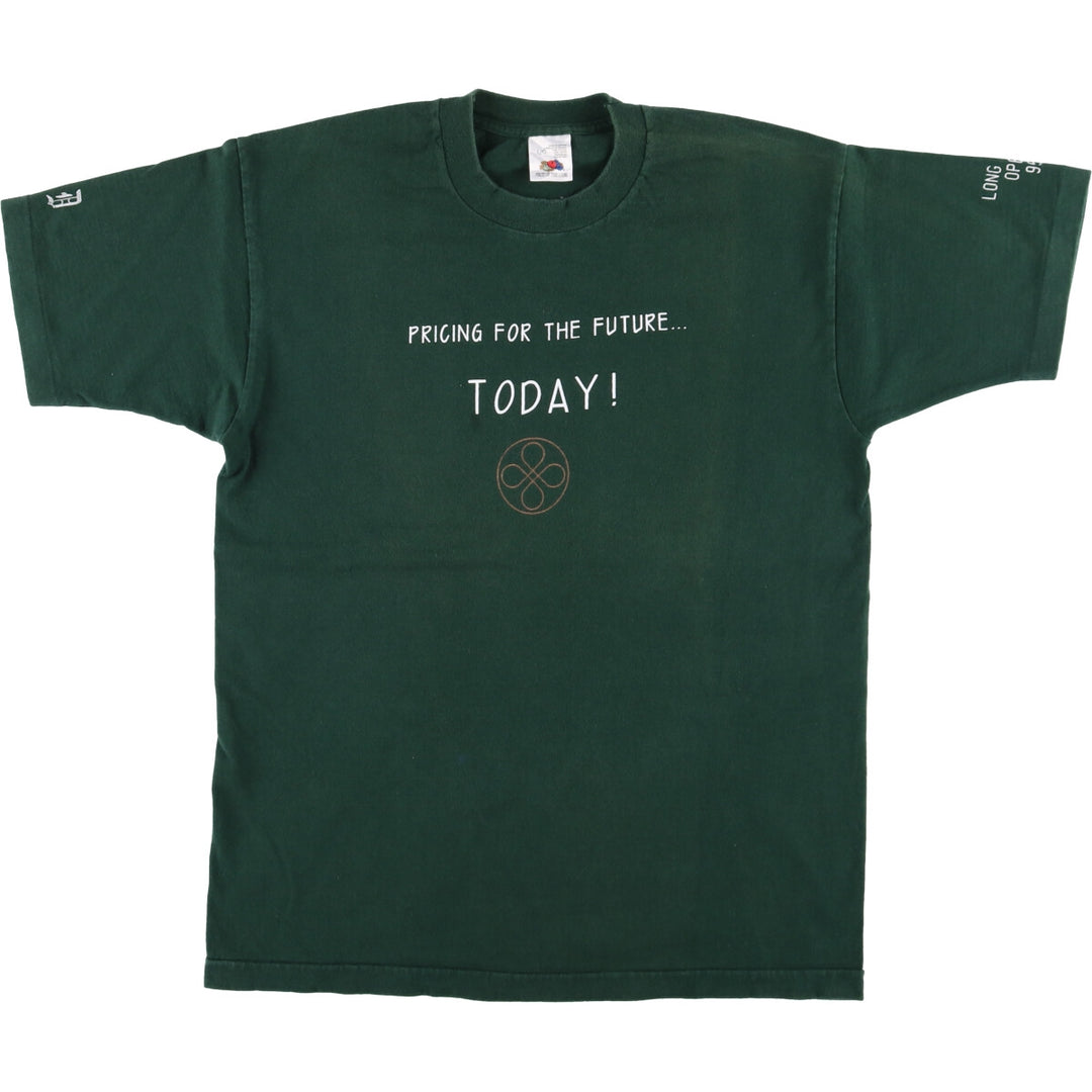 Vintage 90'S Fruit of the Loom print T-shirt, Made in Canada, Men's Size Large cotton green type Vintage Second Hand