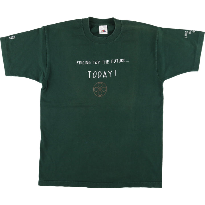 Vintage 90'S Fruit of the Loom print T-shirt, Made in Canada, Men's Size Large cotton green type Vintage Second Hand
