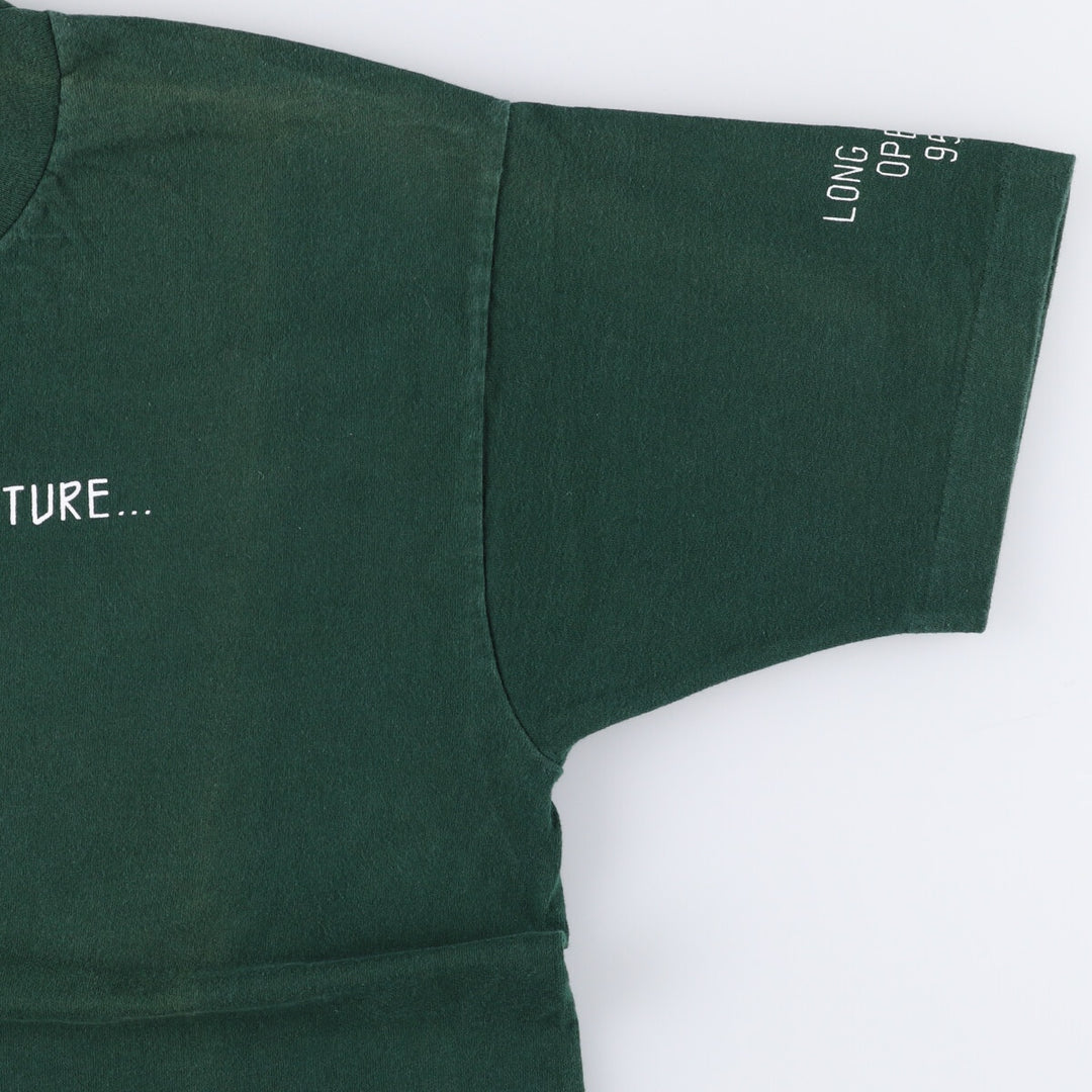 Vintage 90'S Fruit of the Loom print T-shirt, Made in Canada, Men's Size Large cotton green type Vintage Second Hand