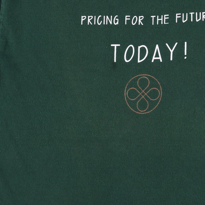 Vintage 90'S Fruit of the Loom print T-shirt, Made in Canada, Men's Size Large cotton green type Vintage Second Hand