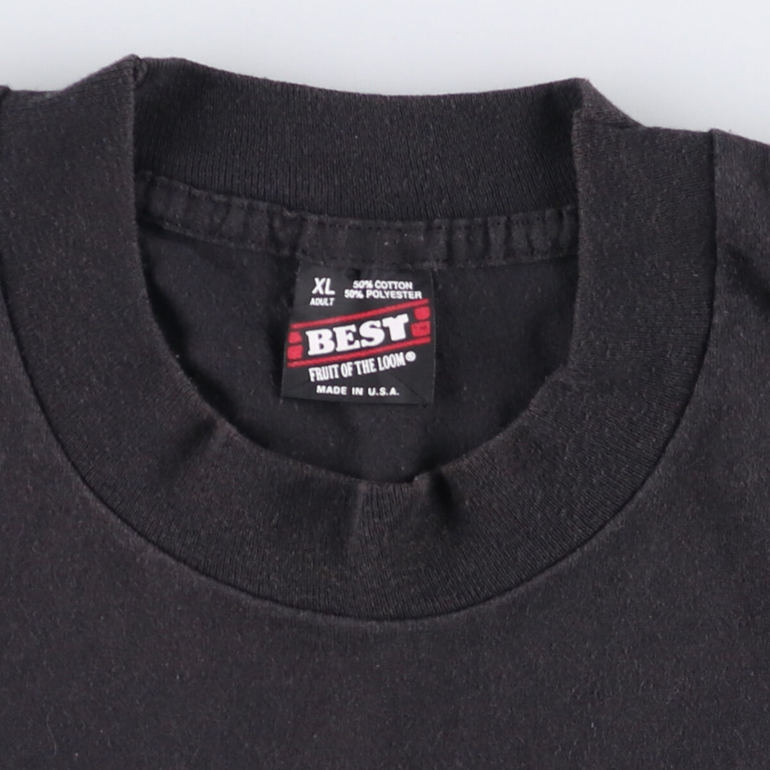 90'S Fruit of the Loom printed T-shirt, made in the USA, men's XL size, vintage cotton black type Vintage Second Hand