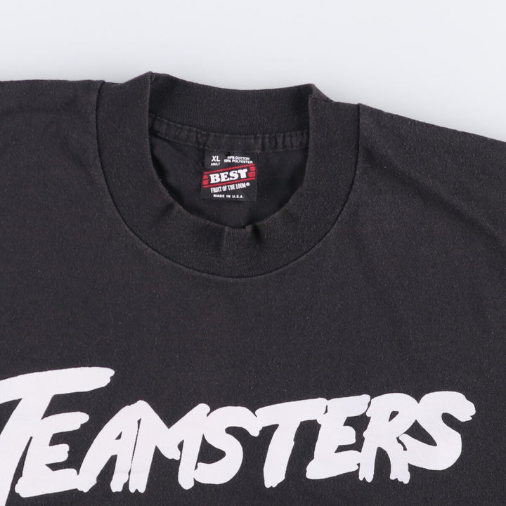 90'S Fruit of the Loom printed T-shirt, made in the USA, men's XL size, vintage cotton black type Vintage Second Hand
