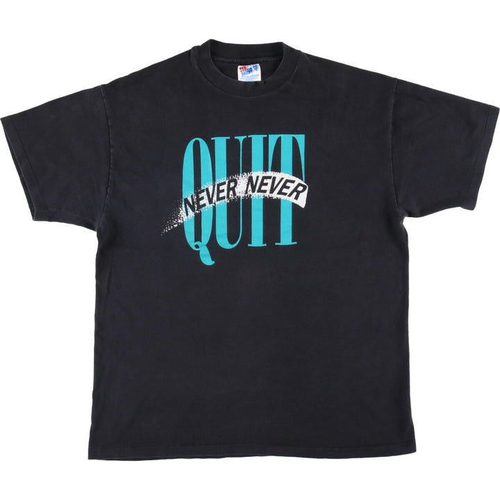 90'S Hanes BEEFY-T Printed T-shirt, Made in USA, Men's L size, Vintage cotton black type Vintage Second Hand