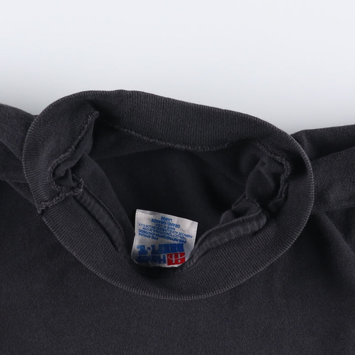 90'S Hanes BEEFY-T Printed T-shirt, Made in USA, Men's L size, Vintage cotton black type Vintage Second Hand
