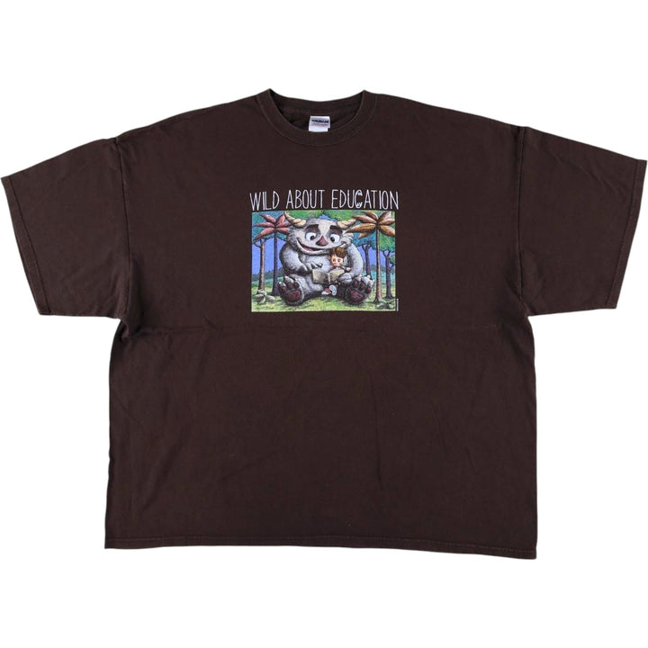 Oversized Gildan "Where the Wild Things Are" Parody Print T-Shirt, Men's Size XXXL cotton Charcoal Vintage Second Hand