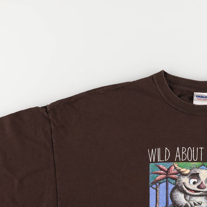 Oversized Gildan "Where the Wild Things Are" Parody Print T-Shirt, Men's Size XXXL cotton Charcoal Vintage Second Hand