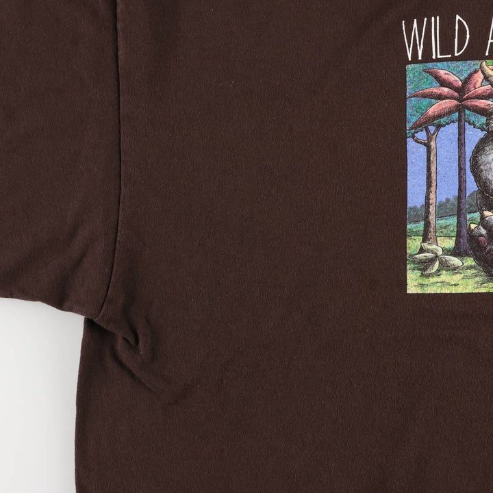 Oversized Gildan "Where the Wild Things Are" Parody Print T-Shirt, Men's Size XXXL cotton Charcoal Vintage Second Hand
