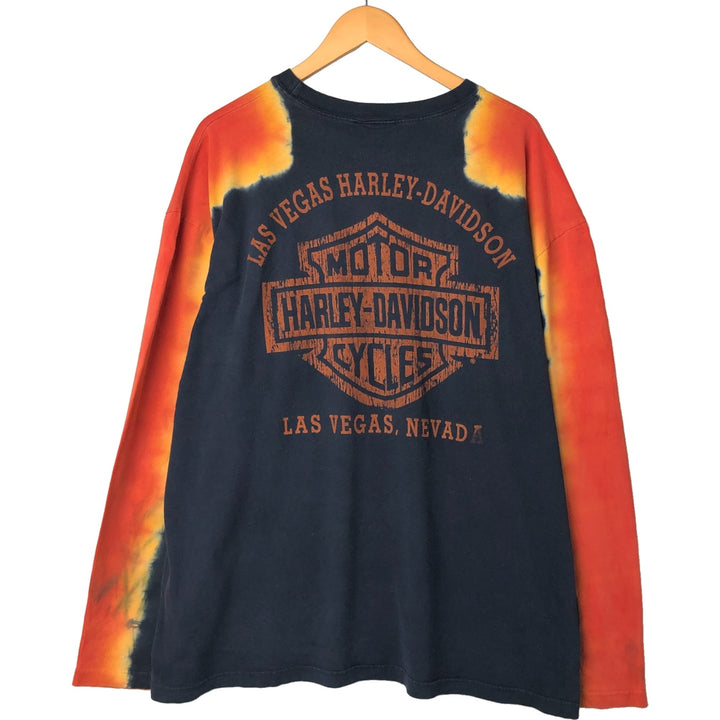 Harley-Davidson Fire Pattern Motorcycle Bike T-Shirt Made in USA Men's XL cotton black type Vintage Second Hand