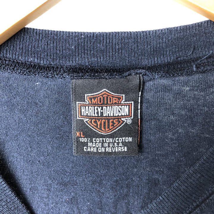 Harley-Davidson Fire Pattern Motorcycle Bike T-Shirt Made in USA Men's XL cotton black type Vintage Second Hand