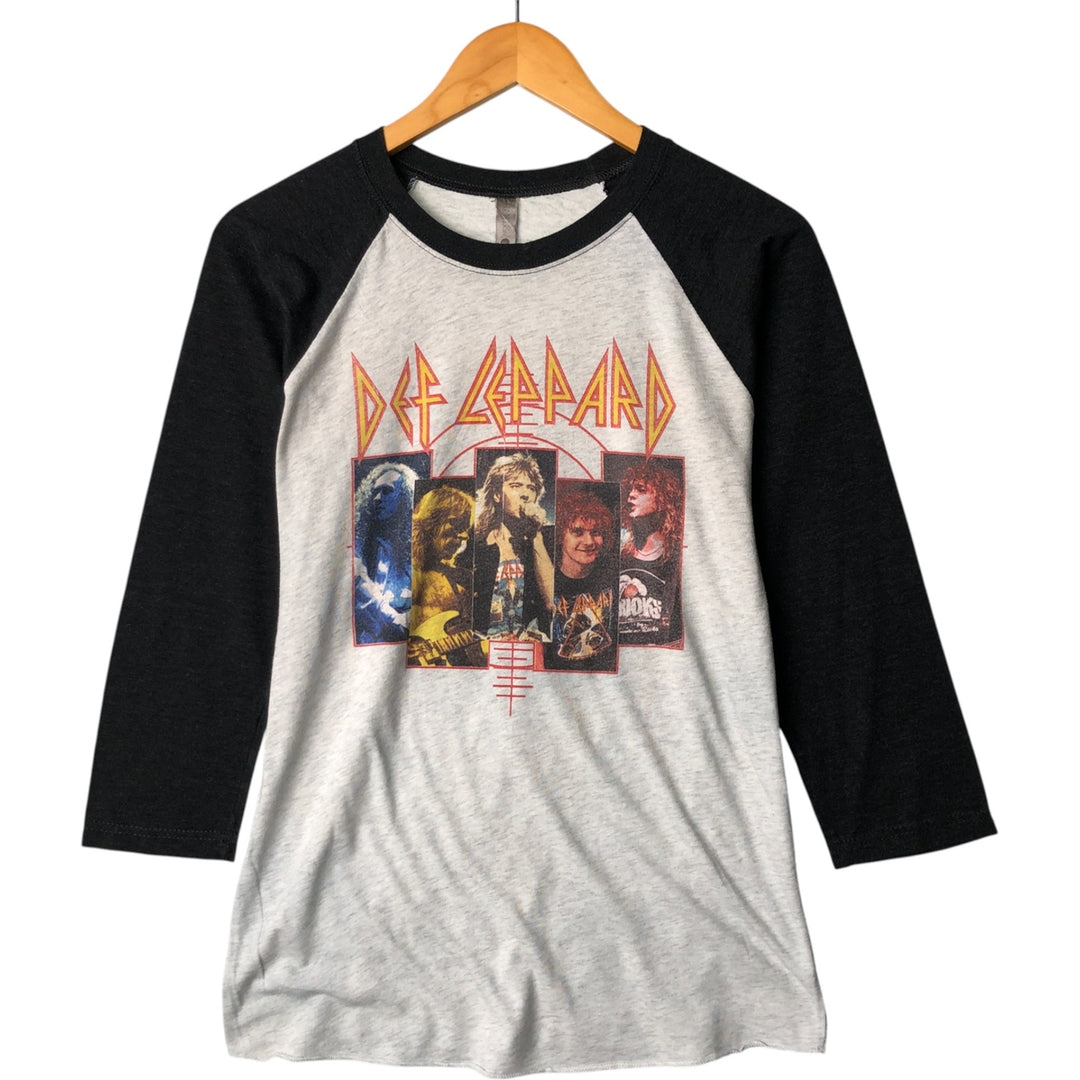 NEXT LEVEL DEF LEPPARD 3/4 Sleeve Raglan Band T-Shirt, Men's Medium, Crew Neck polyester gray type Vintage Second Hand