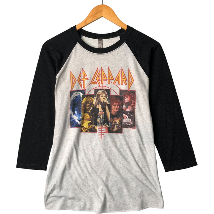 NEXT LEVEL DEF LEPPARD 3/4 Sleeve Raglan Band T-Shirt, Men's Medium, Crew Neck polyester gray type Vintage Second Hand