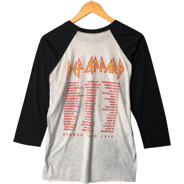 NEXT LEVEL DEF LEPPARD 3/4 Sleeve Raglan Band T-Shirt, Men's Medium, Crew Neck polyester gray type Vintage Second Hand